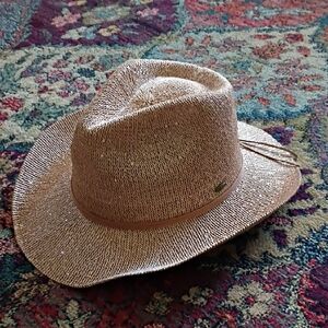 C.C Beige Woven Hat With Golden Flecks